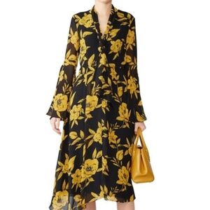 JAYGODFREY Lanni Tie Neck Floral Midi Dress